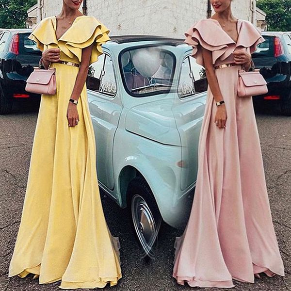 

v neck short sleeve vestito woman ruffles elegant pure color women boho dressbodycon a-line vestidos woman, Black;gray