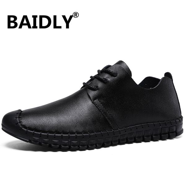 

плюс размер 38-48 корова из натуральной кожи мужские обуви весна лето breath мужчины luxury driving обувь скольжение на casual male бездельн, Black