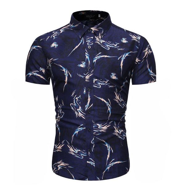 

men 2020 style design casual shirt spring summer casual slim printed short sleeve shirts beach blouse shirts men #326, White;black