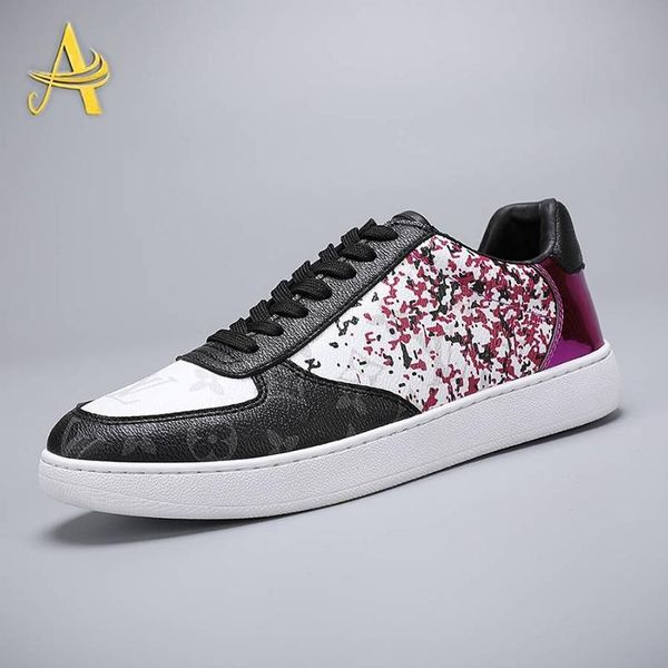 

2021-2020b luxury design leather fashion printed rubber bottom тапки все -матч дышащий мужская повседневная обувь мужская обувь банкет разме, Black