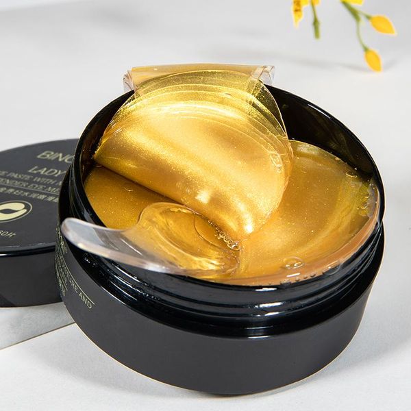 

24K Gold Powder Relieve dry skin Brighten eyes Black Face skincare Anti Puffiness and Aging Mascarilla Easy absorb Wholesale Eye Masks