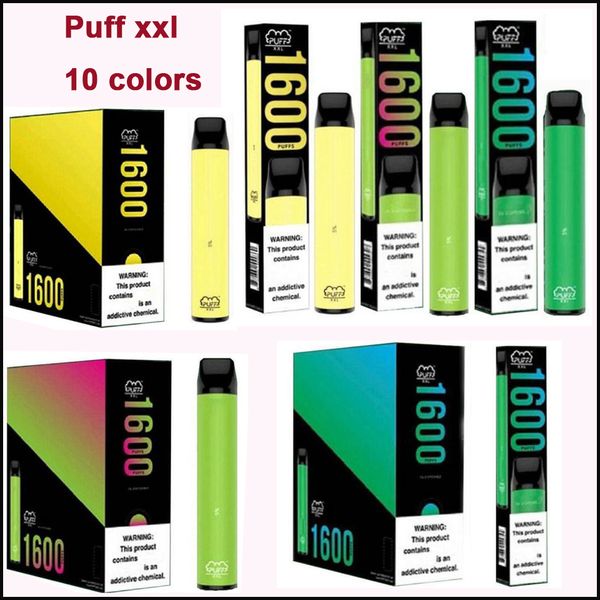 

10colors новые Puff XXL Одноразовые Vape устройства 1600+ затяжек Одноразовая Предварительно заполненные 4мл Vape ручка Puff Glow BIDI электронные сигареты Одноразовые палочки