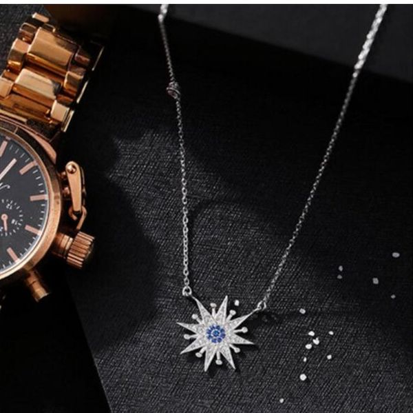 

beautiful 925 sterling silver jewelry korean fashion female sun flower zircon pendant necklace h270