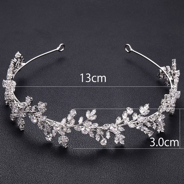 

jankelly fashion ladies wedding band headpieces with cube zircon wholesale accessories headdress bridal hair tiaras mx200727, White;golden