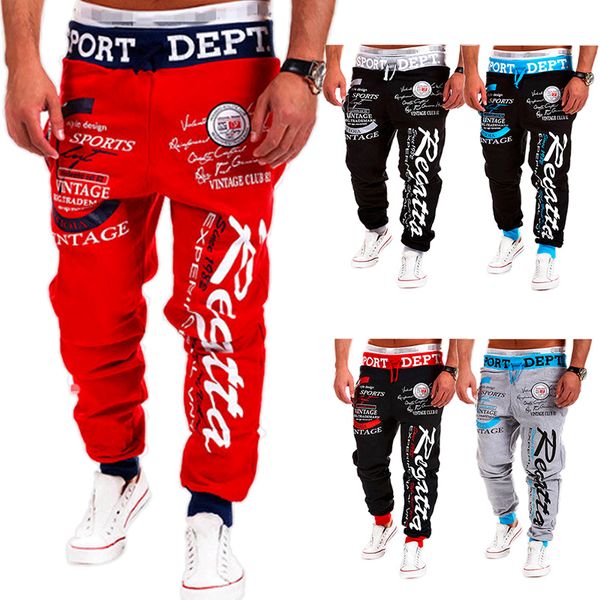 

men sweatpants joggers pant male loose cargo pants hip letter print trousers tracksuit streetwear fitness men's pants, Black