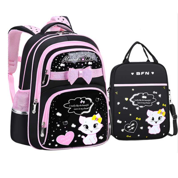 

korean waterproof primary pu leather school bag 2020 fashion orthopedic backpacks girls with cute cat backpack schoolbag mochila