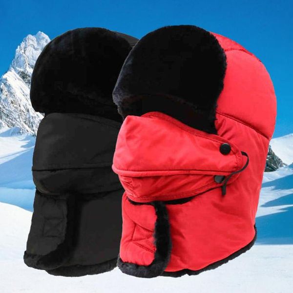 

winter face neck protector thick warm windproof snowproof hat cap bike bicycle ski beanie protection, Black