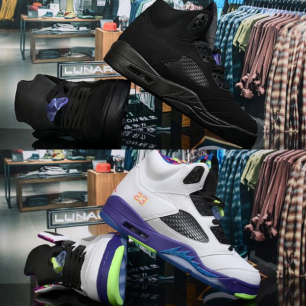 

jumpman 5 v fresh bel air triple all men basketball shoes fire red white black emerald green grape ice sport sneakers