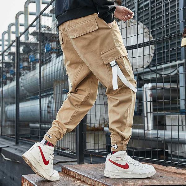 

men's pants mens pockets cargo harem joggers trousers hip hop harajuku casual streetwear summer fashion, Black