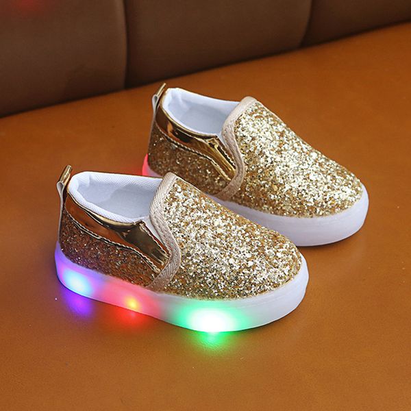 

led kids sneakers children kid baby girls boys star flat luminous sport sneaker shoes slip-on baby sneakers light up shoes, Black