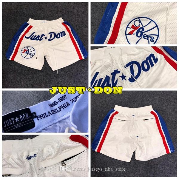 

mens just don pocket basketball shorts stitched 1996-97 white pocket philadelphia 76ers shorts lining mesh sports pocket sweatpants, Black;red