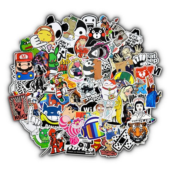 

50 pcs mixed cartoon toy stickers for car styling bike motorcycle phone laptravel luggage cool funny sticker bomb jdm decals