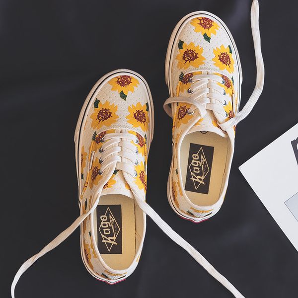 

daisy холст обувь женщины девушки подсолнечное кроссовки женские vulcanized обуви низкий top шнуровка плоский каблук casual желтые ботинки 3, Black