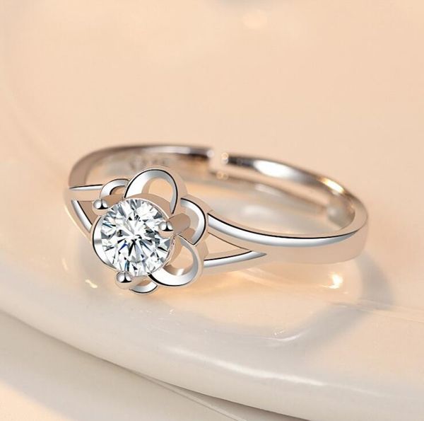 

2020 bridal rings jewelry for women - crystal cubic zirconia love wedding promise rings elegant cz flower ring for wedding bride, Golden;silver