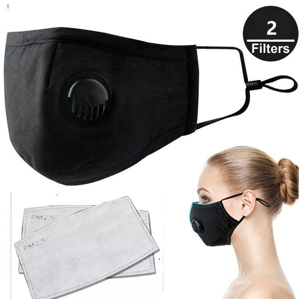 

masks dhl ship cutton face with breather valve mask anti-dust adjustable reusable protection with 2 filters pm2.5 in stock