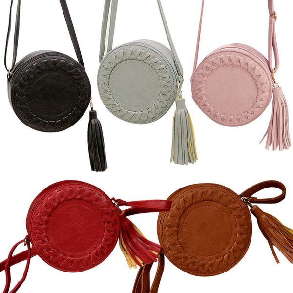 

new fashion women tassel round weave cross body bags messenger ladies cute roll shoulder bag new