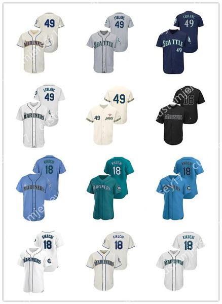 

men women youth seattle mariners 18 yusei kikuchi 49 wade leblanc #00 player custom jerseys baseball jersey, Blue;black