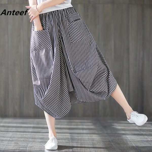 

cotton linen vintage spring summer plus size high waist saia casual loose long skirt women skirts female 2020 streetwear clothes, Black