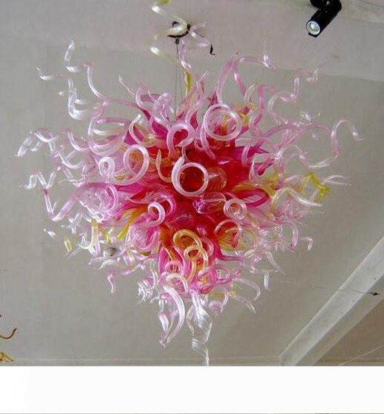 

100% mouth blown borosilicate fashion wedding decor romantic art design crystal pink chandelier murano glass pendant lamps