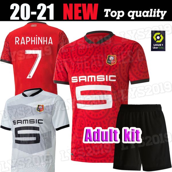 

20 21 rennes футбол джерси 2020 2021 28 raphinha ньянг терьера j.martin ренн bourigeaud дома вдали мужчин комплект рубашки футбола, Black