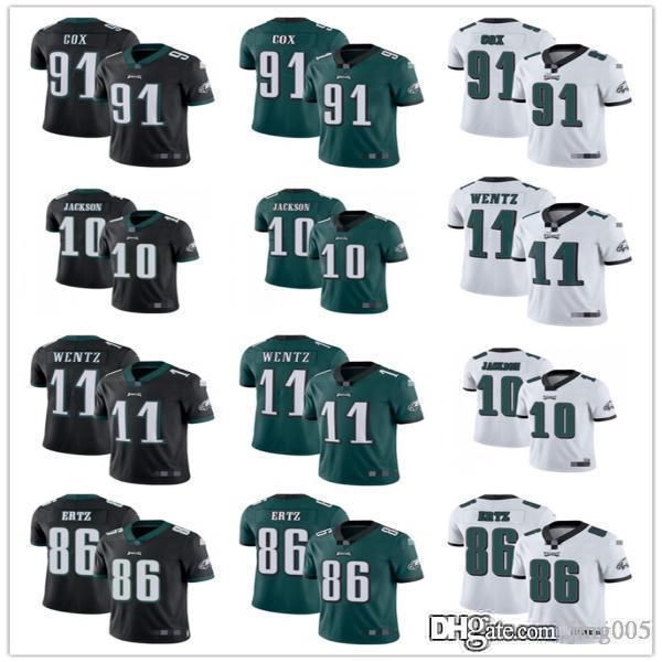 

mens womens youth philadelphia eagles 11 carson wentz 10 desean jackson 86 zach ertz 91 fletcher cox custom football jerseys, Black;red