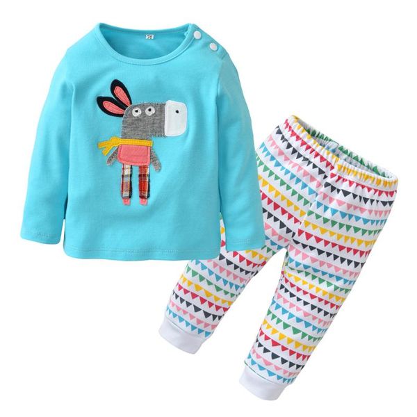 

clothing sets born infant 100%cotton baby girls boys clothes cartoon long sleeve t-shirt +pants toddler 2pcs kids set, White