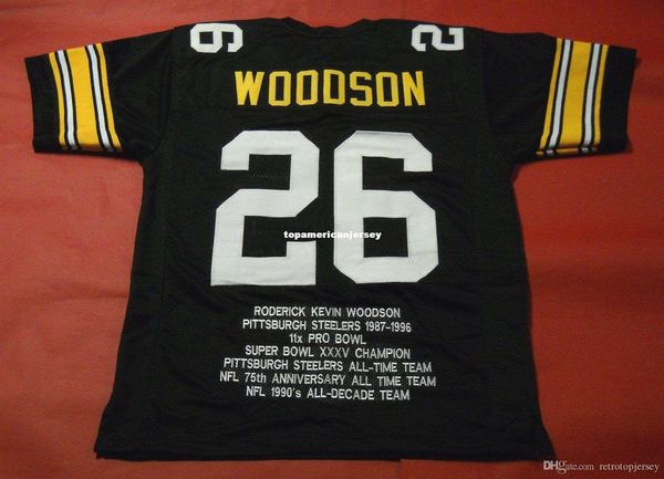 

retro #26 rod woodson custom stat mitchell & ness jersey black mens stitching s-5xl,6xl football jerseys running, Gray