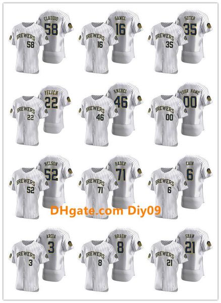 

milwaukee brewers men women youth 8 ryan braun 22 christian yelich 18 keston hiura authentic home baseball jersey, Black