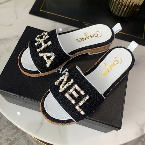 

высококачественное париж моды класса люкс дизайнер потертости женщин дизайнер трусы лето сандалии бич слайд тапочки с оригинальной коробке у, Black