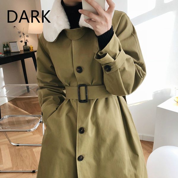 

fur-collar pie to overcome tooling cotton-padded jacket women over-the-knee hepburn style down jacket winter coat coat, Black