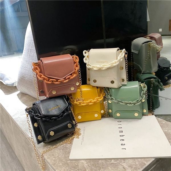 

crossbody women's 2020 popular fashion versatile single shoulder single shoulder crossbody square small square bag small bag, White