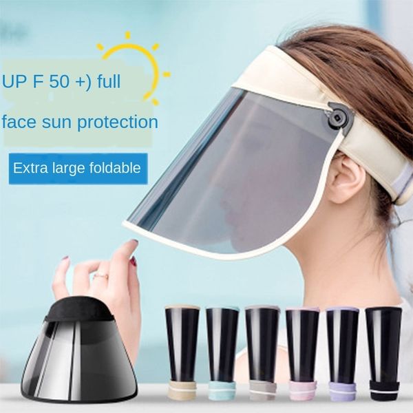 

new women's polarized protective face outdoor cycling sun big protective bicycle hat edge sun hat mask, Blue;gray