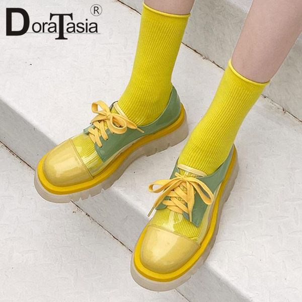 

doratasia girl fashion brand mixed color platform pumps office casual pumps women chunky lace up candy color shoes woman, Black
