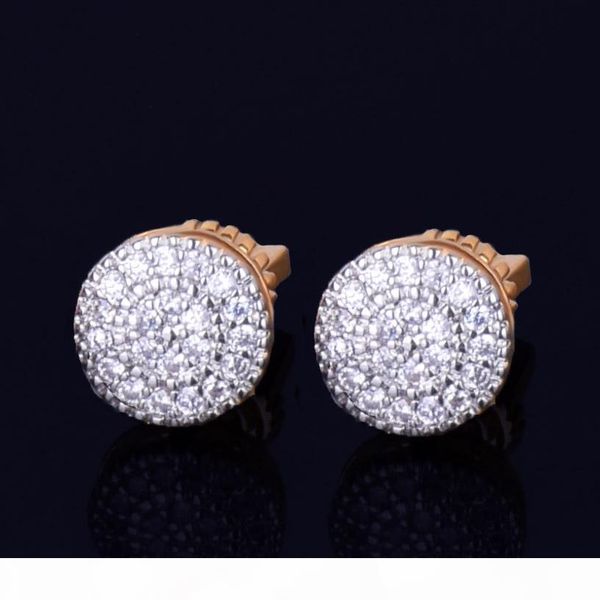 

новые 8mm дизайнер круглый стад мужчины женщины в шарм ice out cz stone rock street три цвета, Golden;silver