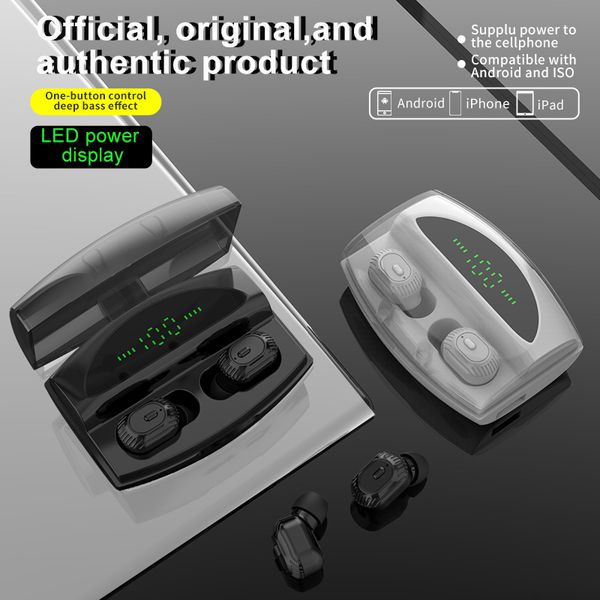 

bluetooth stereo earphones 5.0 wireless sports earbuds noise reduction headset ipx6 waterproof in-ear led display charge box