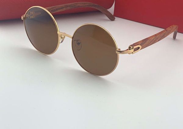 

gold wood round sunglasses brown lens fashion sun glasses mens sport sunglasses gafas de sol de sunglasses with box, White;black