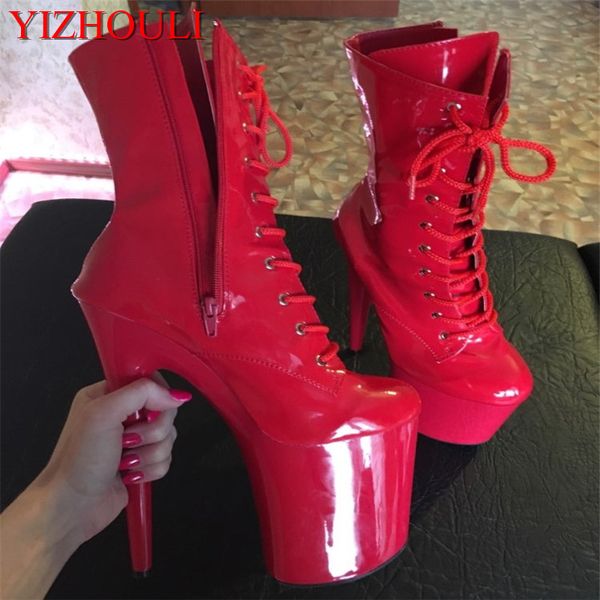 

stylish and sexy, knightly 8 inches high heel ankle boots, suitable for women's autumn and winter shoes, 20 cm black pole dancin