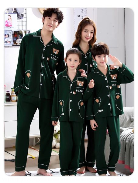 

vswg0 xuind-parent-child home clothes set pajamas season long-sleeved fashionable cotton children lovers' home clothes set parent-child, Blue;red