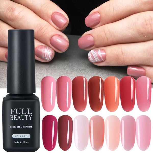 

nail gel 6ml pink nude polish primer varnish soak off pure color lacquer art base coat polishing manicure bebl01-06, Red;pink