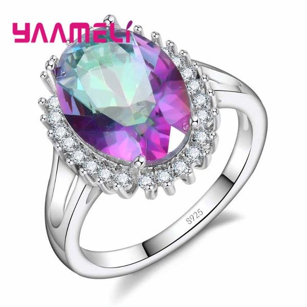 

brand purple cubic zirconia crystal embellishment 925 sterling silver ring luxury style for women wedding gift, Golden;silver