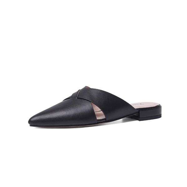 

2020 fashion women sandals shoes modern peep toe slippers low heels shoes women nice genuine leather footwear size 33-40, Black