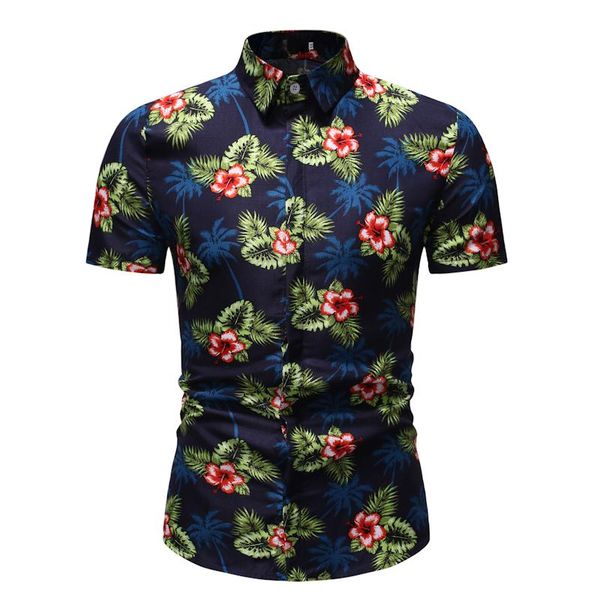 

hawaiian beach flower shirt for men summer fashion floral shirt dress short sleeve casual blouse men new, White;black