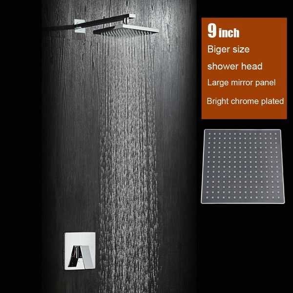 

head 9 set plated shower brass rainfall bathroom bath faucet mounted inch wall mirror shipping chrome shower bjzea uy2008