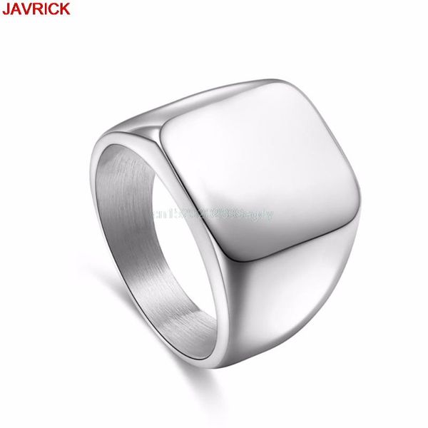

square big width signet rings fashion man finger men ring titanium steel jewelry #h058#, Golden;silver