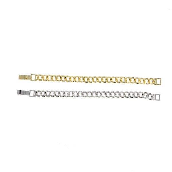 

hip hop iced out 17cm miami cuban link chain bracelet bangle with silver color gold color plated women mens wide band bracelet, Black