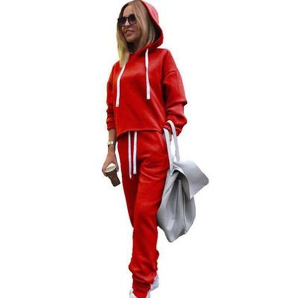 

women tracksuits 2020 autumn hooded crop sweatshirt and loose long pants 2 piece sets sweat sportswear suits female yoga suit, Gray