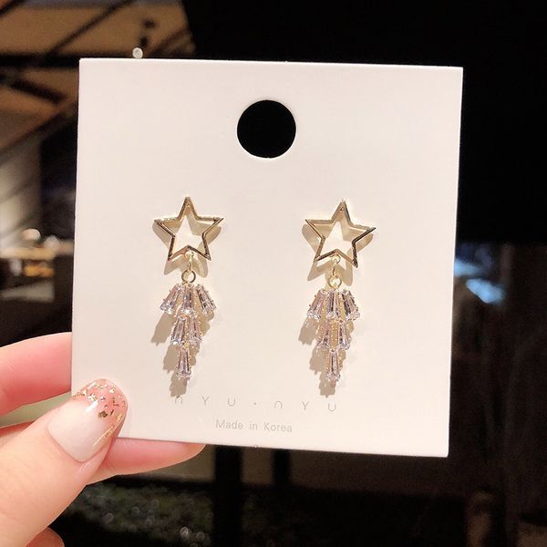 

five-pointed star earrings elegant versatile simple earrings women, Golden;silver