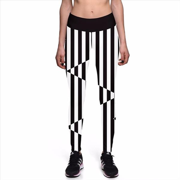 

leggings new brand black white stripes 3d print women new black leggings high waist pants wear super soft