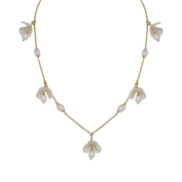 

new colorful flower natural pearl necklace high-grade temperament necklace, Silver