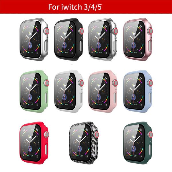 Para Apple Watch 7 PC Case + Tela de vidro temperado Filme de tela IWatch 6 5 4 3 2 1 SE Capa 38mm 42mm 40mm 44mm 41mm 45mm iWatch7